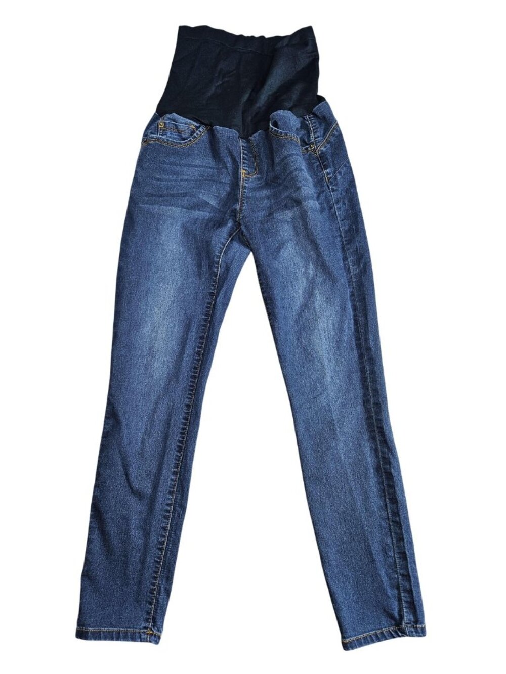 Haute Mama Maternity‎ Straight Jeans Womens L Blue Med Wash Full Belly Panel